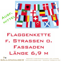 Flaggen-Kette 24 EM 2024-Teilnehmerlnder Lnge 6,9m 24 Fahnen 15x22cm aneinandergenht