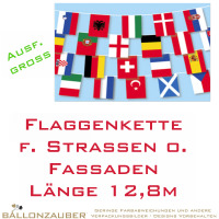Flaggen-Kette 24 EM 2024-Teilnehmerlnder Lnge 12,8m 24 Fahnen 30x45cm aneinandergenht