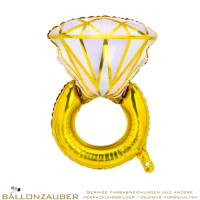 Folienballon Ring mit Diamant Gold Metallic 75cm = 30inch